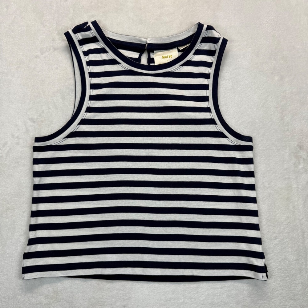 Maeve Anthropologie Striped Tank Top Sleeveless Casual Cotton Top Size Medium